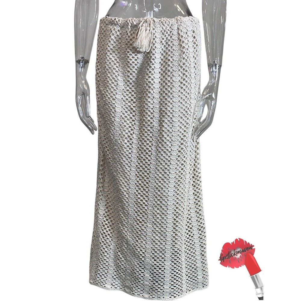 Lucy Paris Crochet Knit Skirt‎ Women Large Tan Beach